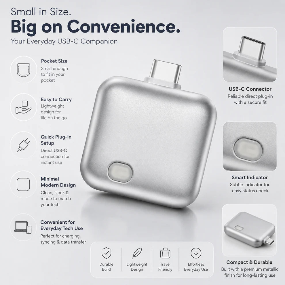 140W Fast Charge Separator – Auto Disconnect Charging Adapter - فاصل شاحن ذكي وإيقاف تلقائي للجوالات تايب سي حتى 140 واط
