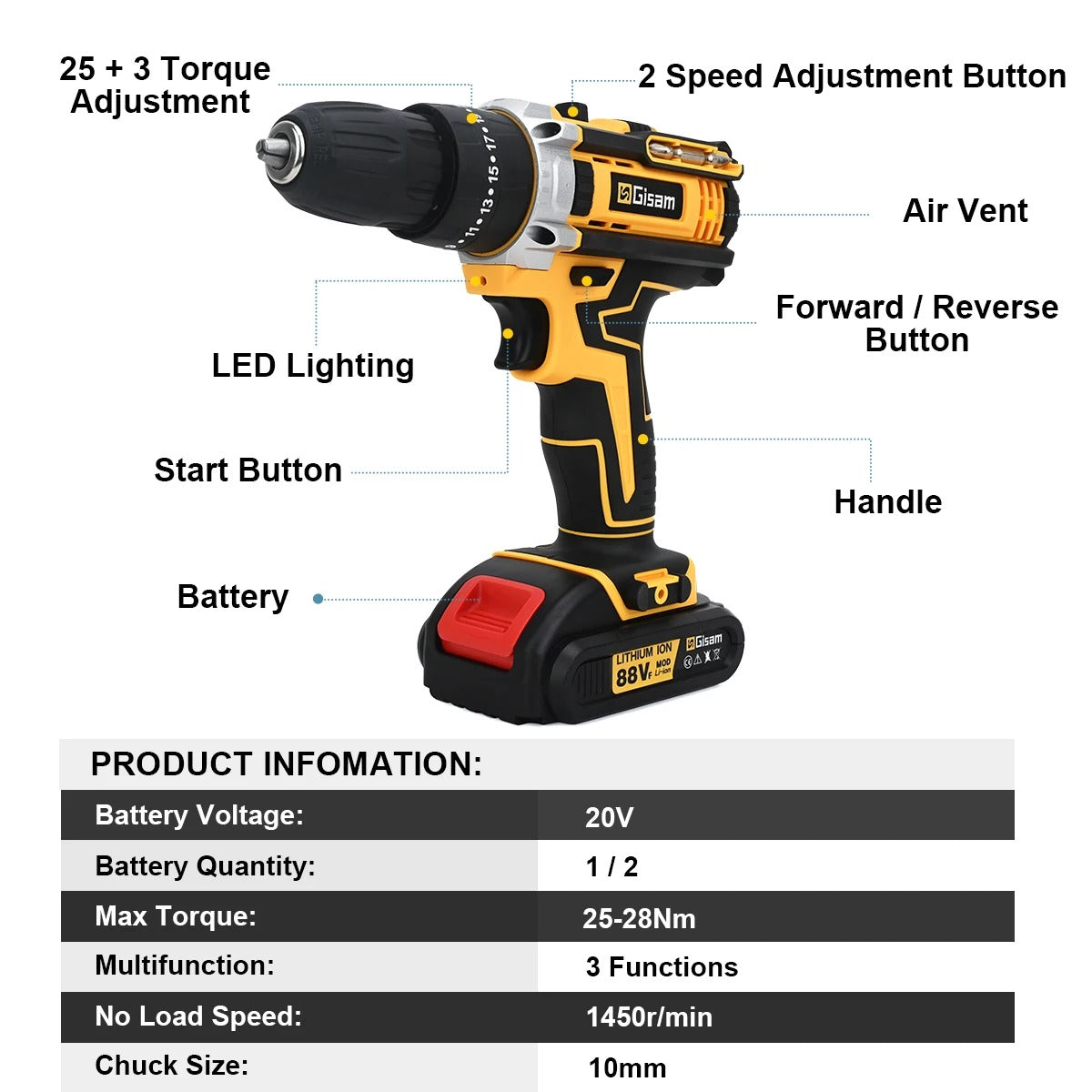Multifunctional Cordless Drill Powerful Set - مجموعة مثقاب لاسلكية متعددة الوظائف وقوية