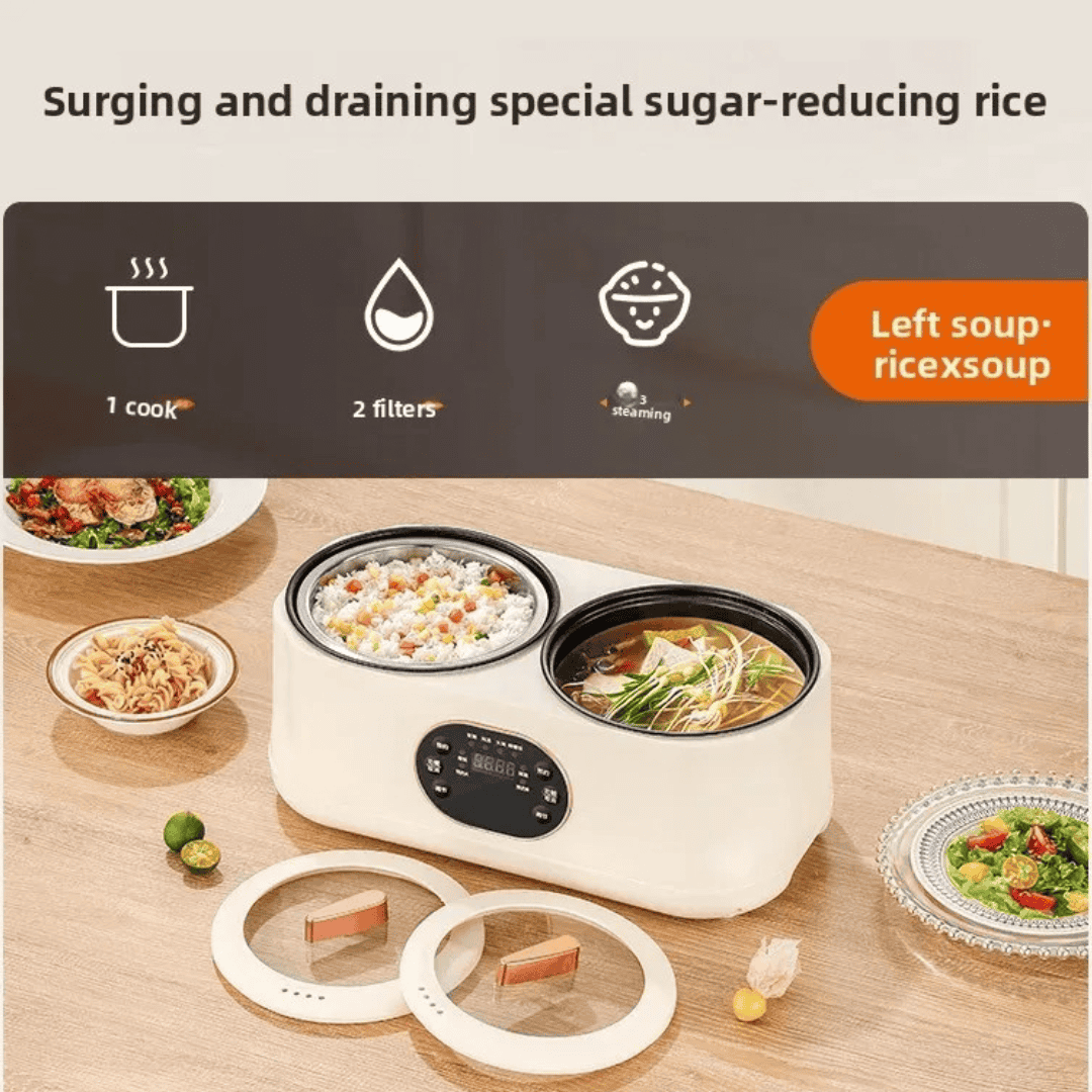 𝐄𝐚𝐬𝐲𝐂𝐨𝐨𝐤™ Portable Multi-Function Double-Pot Steam Cooker