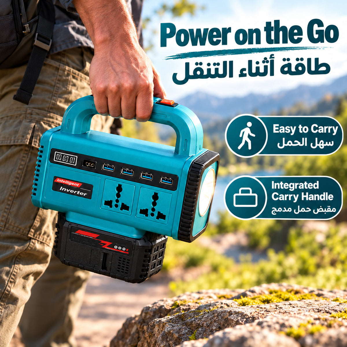 Portable Power Inverter DC to AC Power Station - محول طاقة محمول (من تيار مستمر إلى تيار متردد)