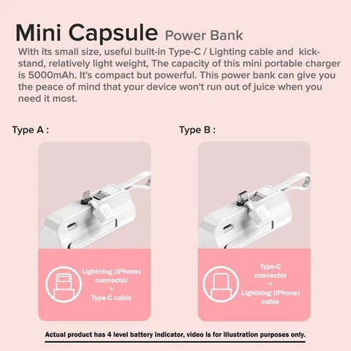 Portable Pocket-Size Power Bank (5000mAh) - بنك طاقة محمول بحجم الجيب