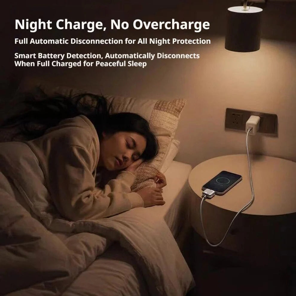 140W Fast Charge Separator – Auto Disconnect Charging Adapter - فاصل شاحن ذكي وإيقاف تلقائي للجوالات تايب سي حتى 140 واط