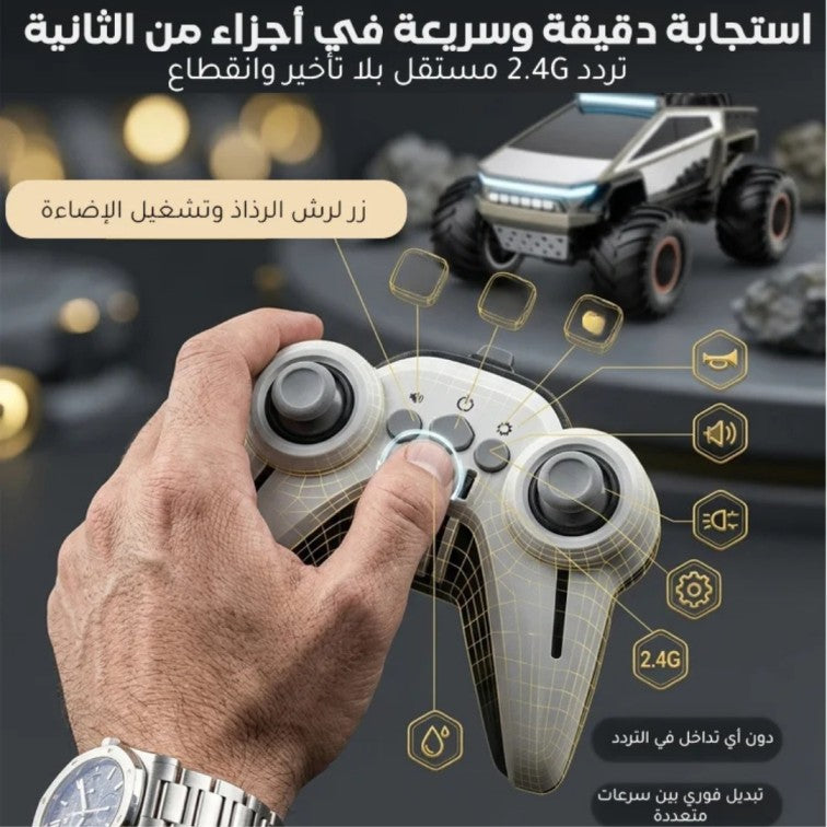 Cyberpunk-style remote-controlled climbing car - سيارة تسلق بستايل سايبربانك مع جهاز تحكم عن بعد