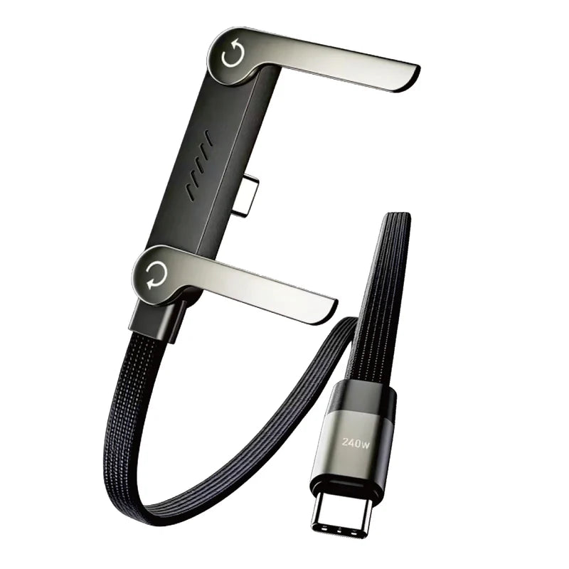 240W Super Fast Charging Flat Nylon Stand Cable With Adjustable Wings