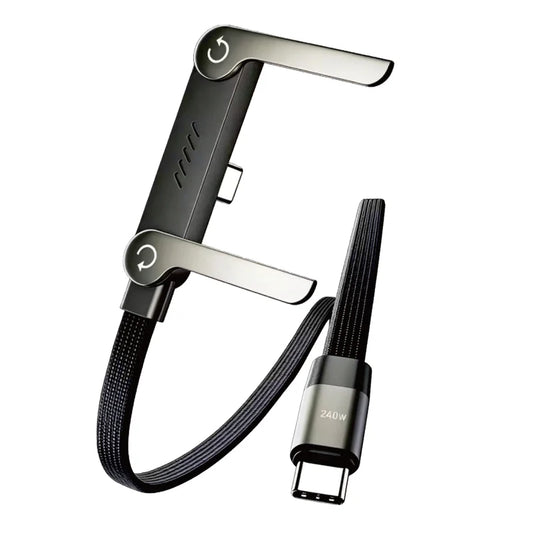 240W Super Fast Charging Flat Nylon Stand Cable With Adjustable Wings