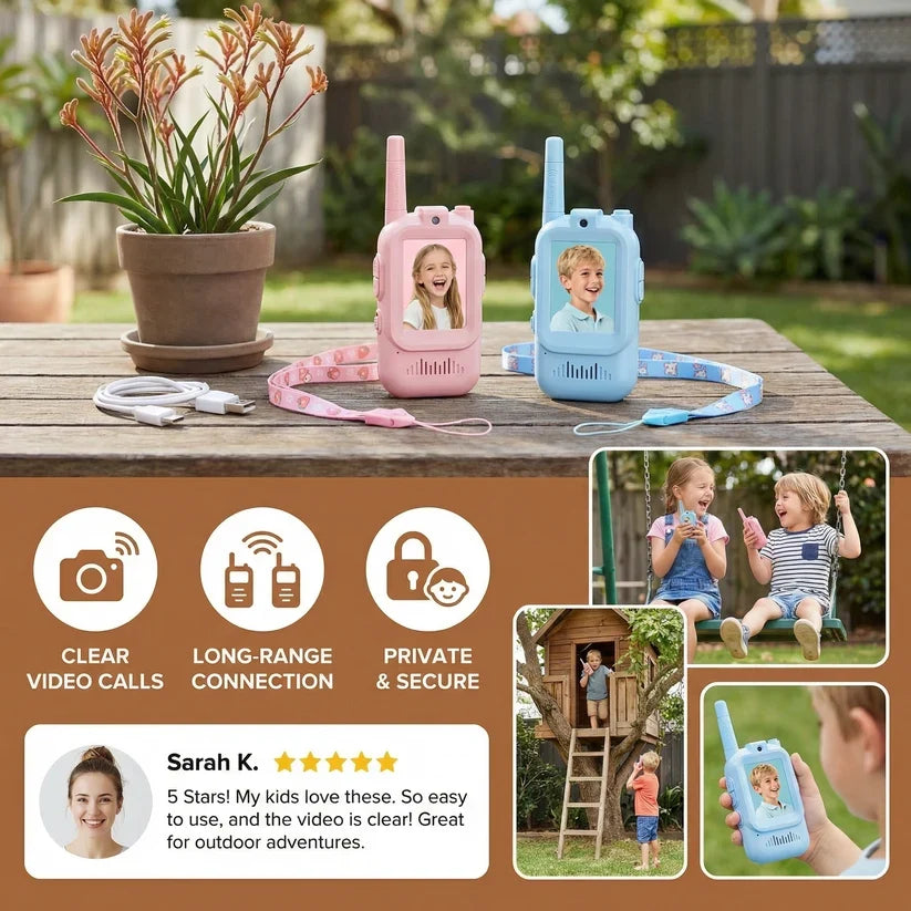 Kids' Video Walkie-Talkie (02 Sets) – Radios with Camera & Screen 📱