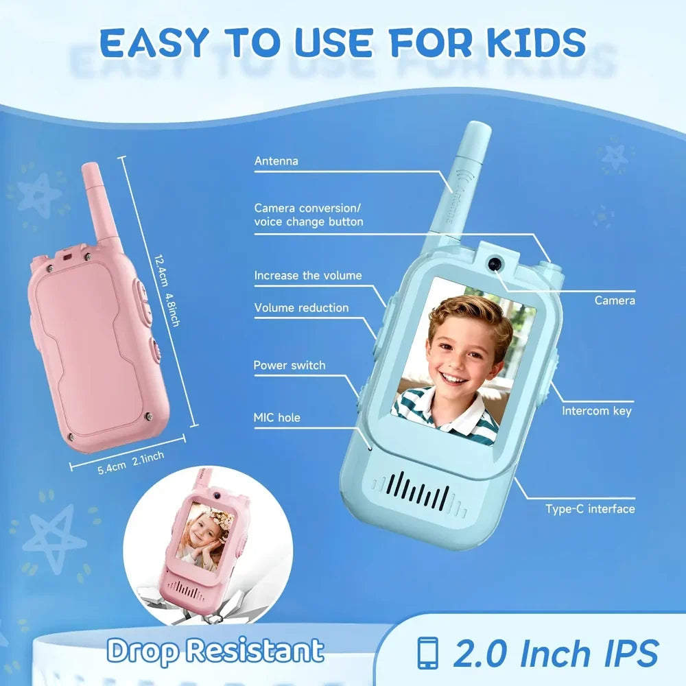 Kids' Video Walkie-Talkie (02 Sets) – Radios with Camera & Screen 📱