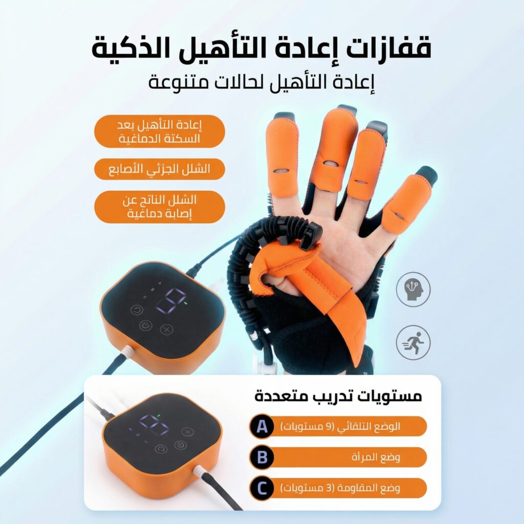 Robotic Hand Therapy Glove with Mirror Training Mode- قفاز آلي للعلاج اليدوي مزود بوضع التدريب بالمرآة