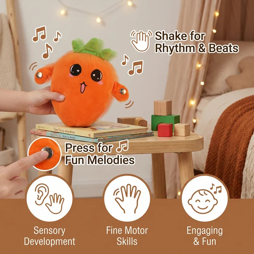 Interactive Fruit Plush Toy for Kids – Sensory Rhythm & Music Toy 🎵