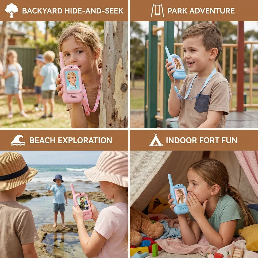 Kids' Video Walkie-Talkie (02 Sets) – Radios with Camera & Screen 📱