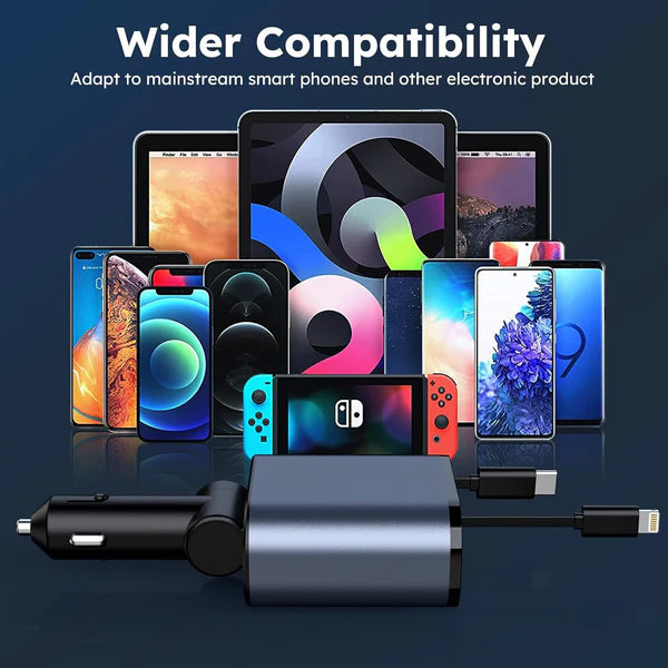 🎁Last Day Promotion Save 65%, 4-in-1 Retractable Car Charger For Android and iPhone 📱
