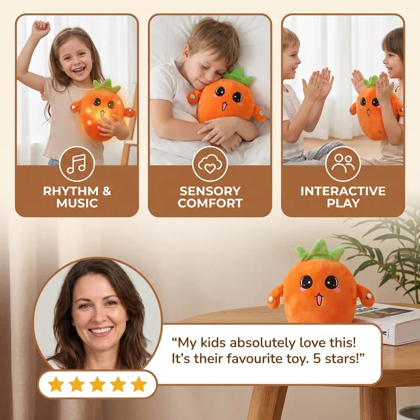 Interactive Fruit Plush Toy for Kids – Sensory Rhythm & Music Toy 🎵