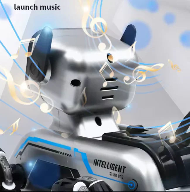 Remote-Controlled Acrobatic Robot Dog - كلب آلي بهلواني يُتحكم به عن بُعد وساعة - كلب رش يعمل بالتحكم عن بُعد مع نظام دفع ثماني العجلات
