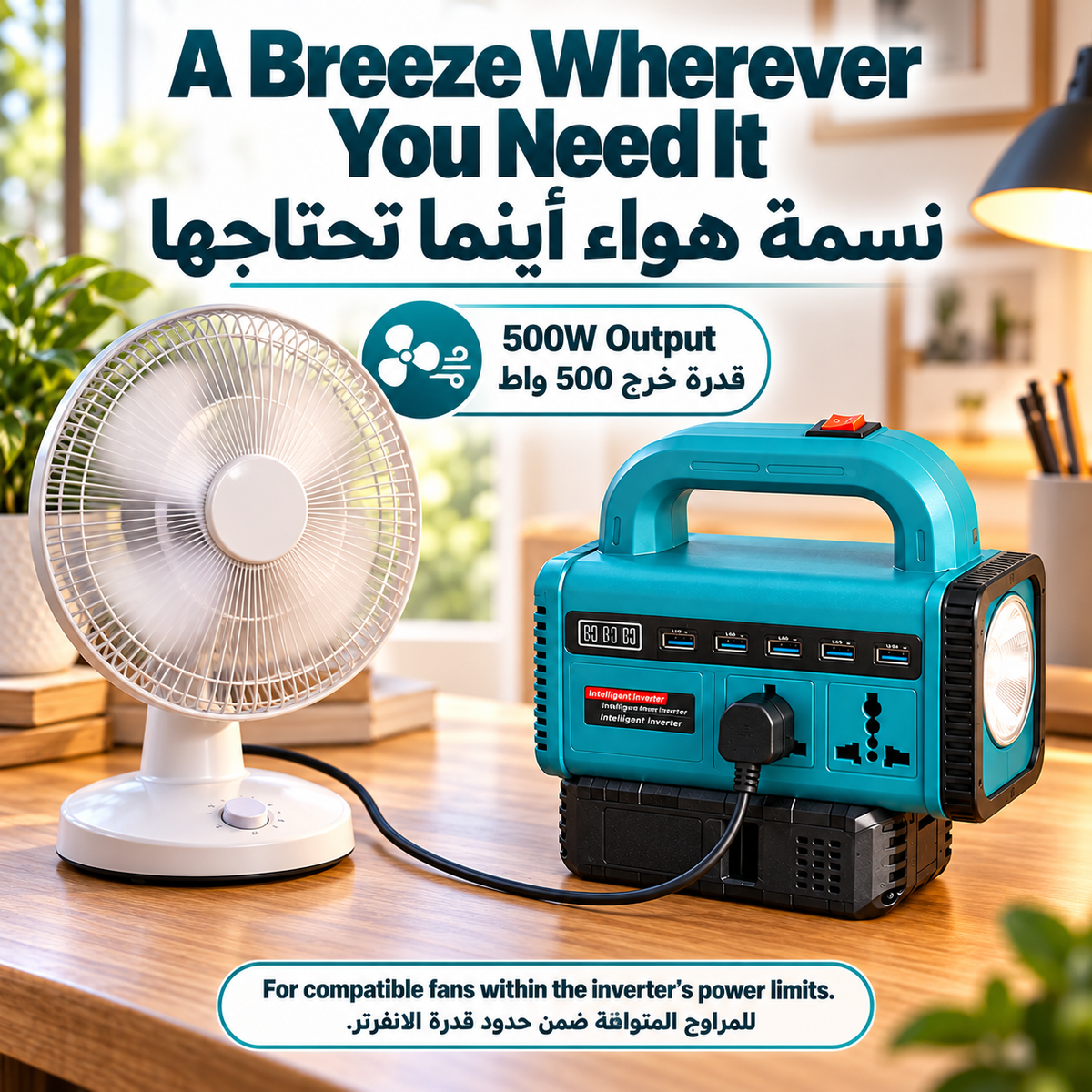 Portable Power Inverter DC to AC Power Station - محول طاقة محمول (من تيار مستمر إلى تيار متردد)