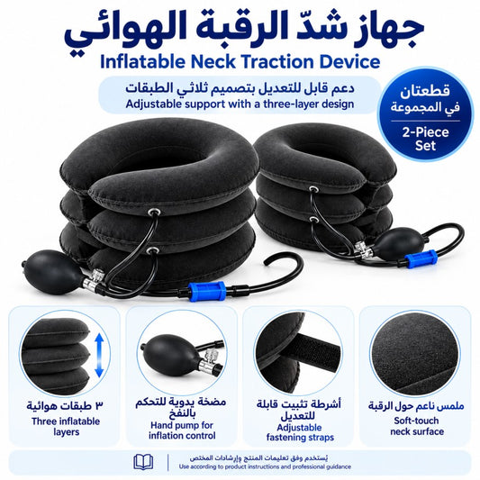 Original Neck Support Pillow (02 Piece) | إير كومفورت™ – وسادة شدّ الرقبة الهوائية بدعم قابل للتعديل (قطعتان)