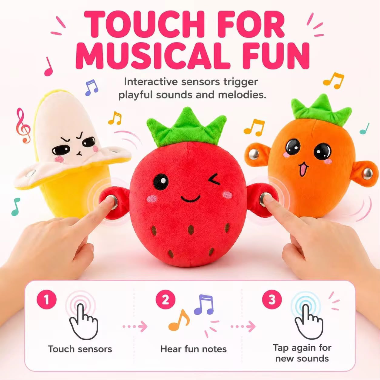 Interactive Fruit Plush Toy for Kids – Sensory Rhythm & Music Toy 🎵