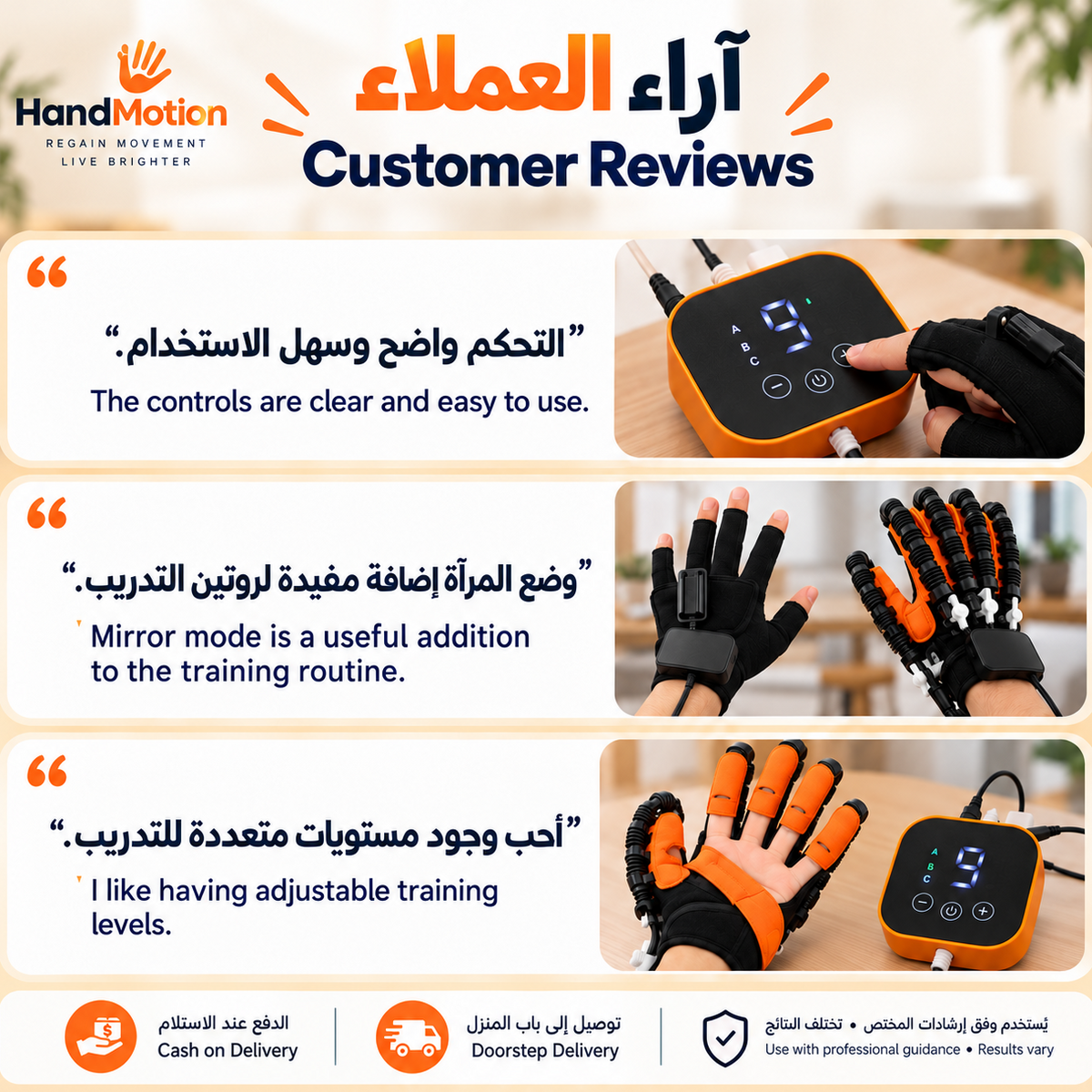 Robotic Hand Therapy Glove with Mirror Training Mode- قفاز آلي للعلاج اليدوي مزود بوضع التدريب بالمرآة